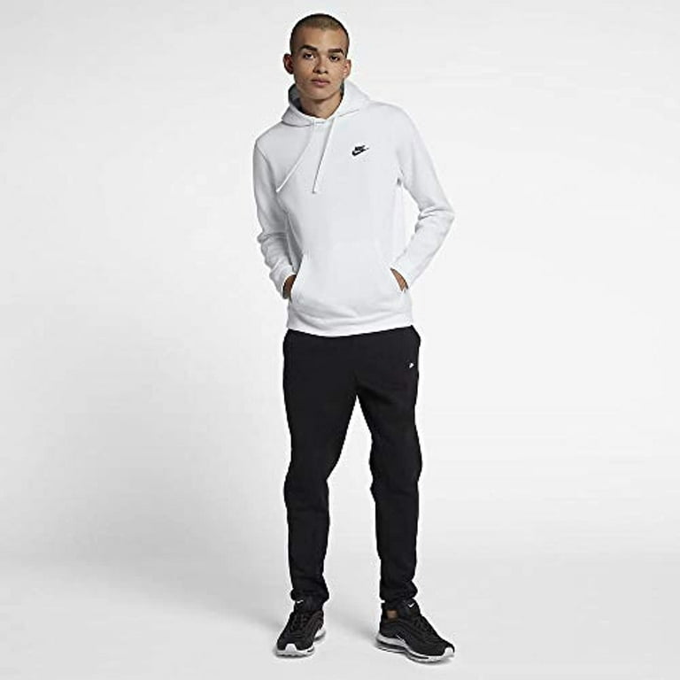 Nike Swoosh 804346-100 White-Black Pullover Sportswear NSW Hoodie Club