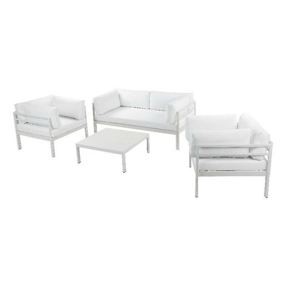 Pemberly Row 4-Piece Modern Aluminum Sofa Set in White Finish