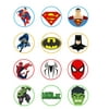 Superman, Batman, Spiderman, Hulk Edible Cupcake Toppers (12 Images)