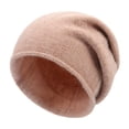 thumbnail image 2 of Opvise Women Fashion Winter Hat Knitted Elastic Thick Warm Soft Cold Resistant No Brim Beanie Baggy Solid Color Lady Cap Pink, 2 of 8