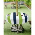 thumbnail image 4 of Fsddascl Green Navy Blue Striped Outdoor Tablecloth - 60 Inch Round Dining Table Cover, Farmhouse Stripe Art Waterproof Outdoor Table Cloth with Umbrella Hole & Zipper for Picnic/Patio/Party, 4 of 7