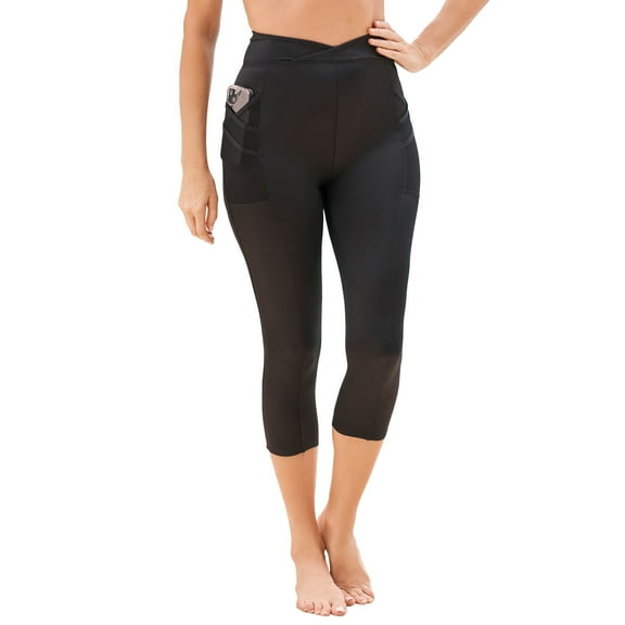 Swim 365 Women's Plus Size High-Waist Swim Capri With Mesh Pockets