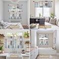 thumbnail image 6 of Blue Brown Abstract Kitchen Curtains Sets for Windows 24 Inch Length, Oil Painting Simple Geometric Art Rod Pocket Window Treatments Tier Curtains and Valances Set for Bedroom/Bathroom, 6 of 8