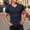 Navy, variant on Jerdar Men's Muscle T Shirts Stretch Short Sleeve V Neck Bodybuilding Workout Tee Shirts Ribbed Knit Shirt Tops for Men Trendy Summer