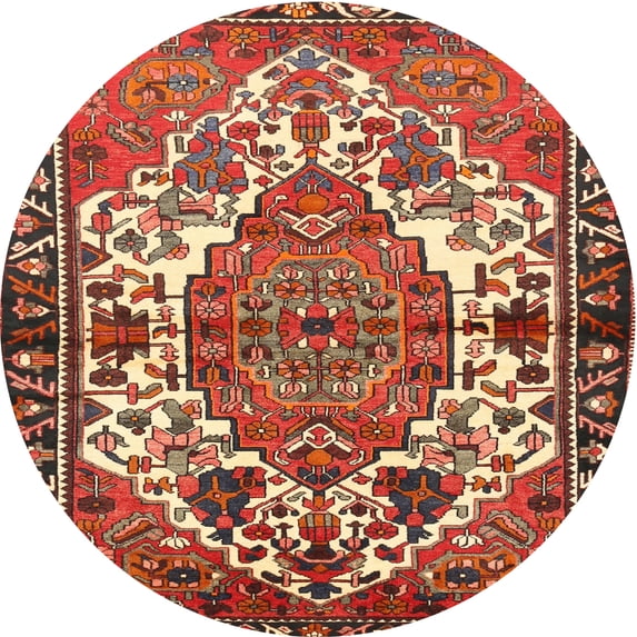 Ahgly Company Machine Washable Indoor Round Traditional Tomato Red Area Rugs, 3' Round