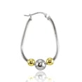 thumbnail image 2 of 30mm Sterling Silver Two-Tone Yellow Polished Beaded Hoop Earrings, 2 of 3