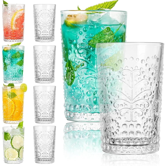 Whiskey Glasses Set of 8, 10 oz Old Fashioned Tumblers, Premium Rocks Glasses for Drinking Scotch, Bourbon, Cognac, Irish Whisky and Cocktails - Ideal Gift for Whiskey Enthusiasts