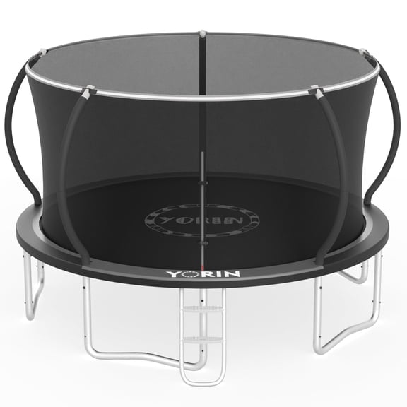 YORIN Trampoline, 14FT Trampoline with Enclosure Net and Ladder, 1400LBS Trampoline for 6-7 Kids Adults, Outdoor Trampoline with Ladder, Anti-Rust Backyard Heavy Duty Recreational Round Trampoline