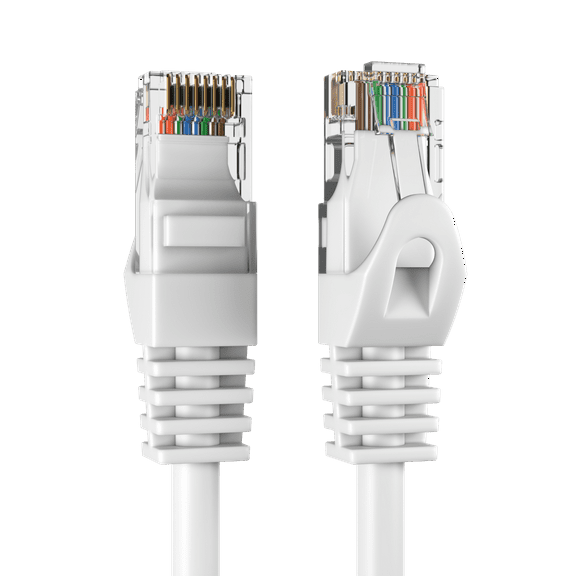 25FT White Cat5e 6FT Network Ethernet Patch Cable, 350Mhz Internet Wire, For Modem, Router, PC, Laptop, TVs, Printer Cord, Consoles for Home and Office