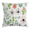 thumbnail image 1 of Anemone Flower Throw Pillow Cushion Cover, Set of Floral Elements in Aquarelle Style Artistic Nature Foliage Botany, Decorative Square Accent Pillow Case, 18 X 18 Inches, Multicolor, by Ambesonne, 1 of 2