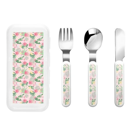 

Cauagu Tropical Pitaya Print 3-Pieces Toddler Cutlery Set Kids Silverware Set with Spoons Forks & Knife Stainless Steel Utensils for Kids Dishwasher Safe