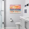 thumbnail image 5 of HFDF Pink Flamingo Canvas Wall Art Tropical Flamingo Coastal Blue Ocean Sunrise Pictures Decor Beach Sunset Painting Modern Prints Artwork for Home Bathroom Living Room Office 14x11inch Framed, 5 of 6
