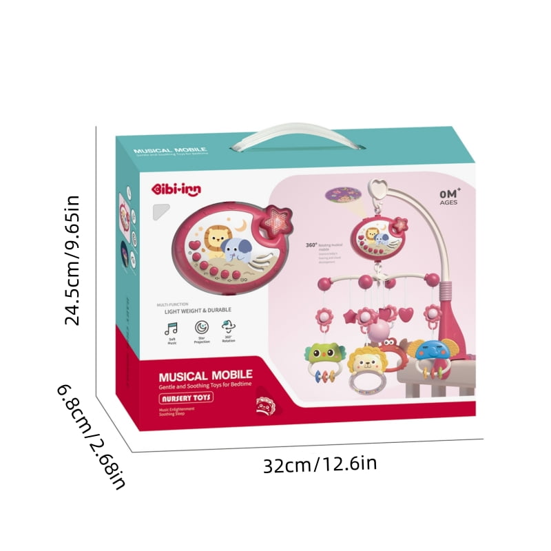 Crib Mobile with Timing Function & 400+ Lullabies for Babies with Animal Rattle Teether