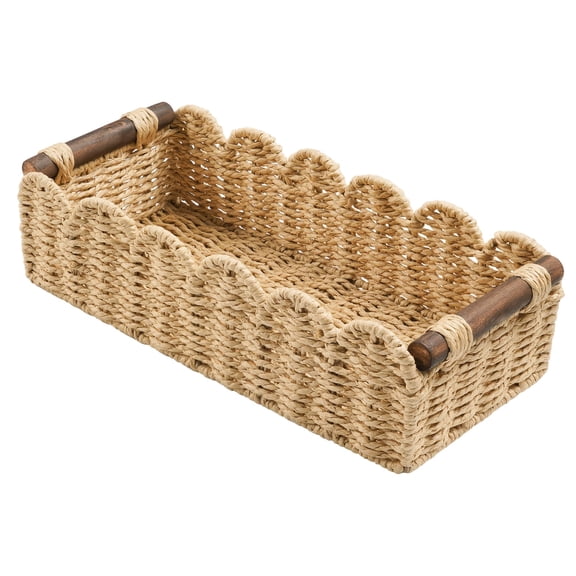 Greenpod Toilet Paper Storage Basket Bathroom Counter Organizer Wicker Baskets for Organizing Cute Basket for Apartment Bedroom Nursery Room Kitchen Bathroom Decor -Beige
