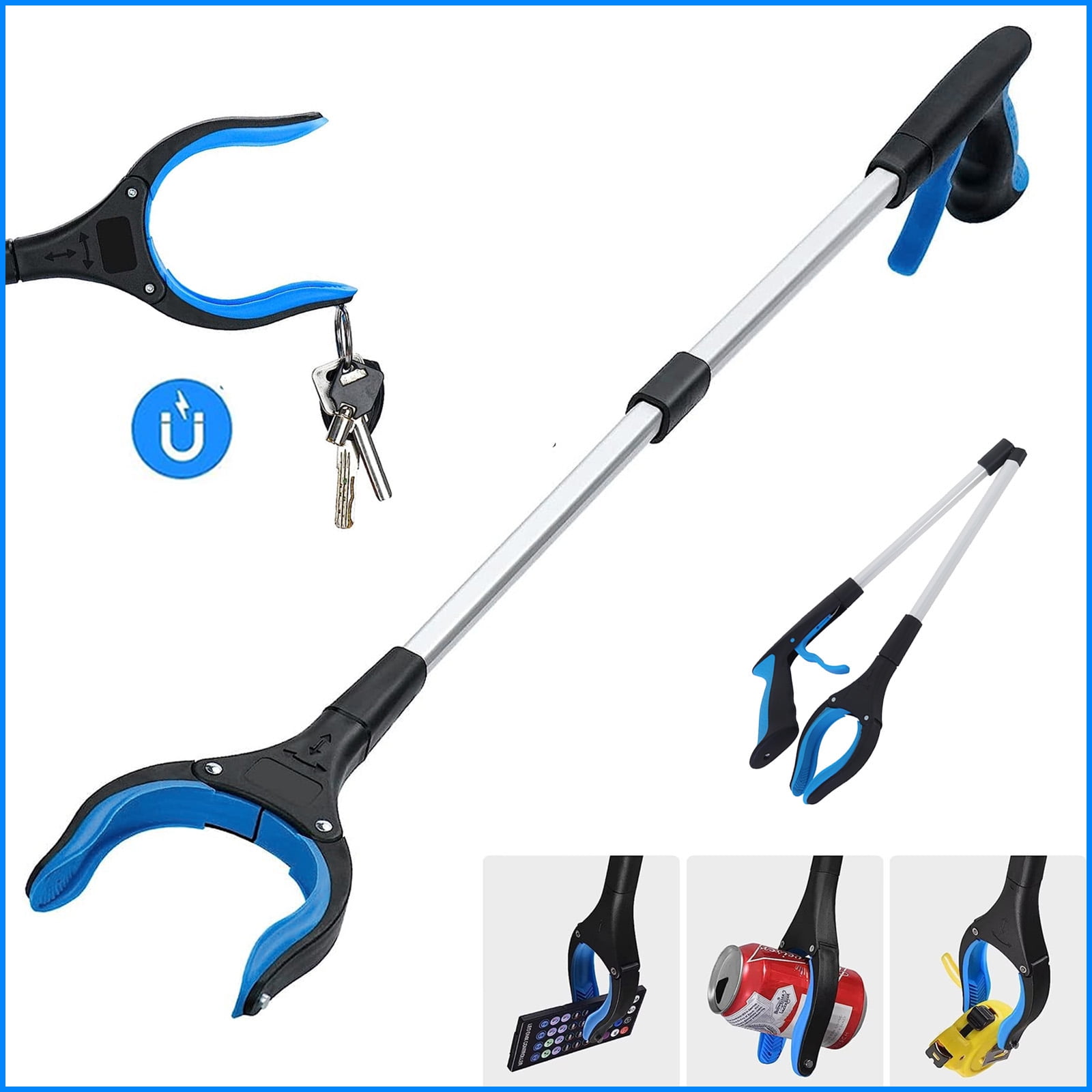 Reacher Grabber Tool with AntiSlip Rotating Jaw,Foldable Grabbers for Elderly,Lightweight Trash