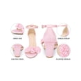 thumbnail image 4 of BLISSFUL STEP Flowers Satin Block Heels Ankle Strap Open Toe Heel Sandals for Women Bling Pink 6, 4 of 7