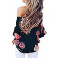 thumbnail image 3 of ONLYSHE Womens Tie Front Cold Shoulder Blouses Batwing Short Sleeve Summer Tops Shirts, 3 of 4