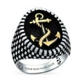 thumbnail image 5 of Bling Jewelry Mens Oval Signet Nautical Rope Anchor Ring Two Tone Sterling Silver Made In Turkey, 5 of 6