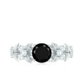 thumbnail image 4 of Rosec Jewels Solitaire Black Spinel Flower Engagement Ring with Diamond (8 mm, 2 Carat, AAA Quality Certified) - With Jewelry Box, 18K White Gold, US 5.00, 4 of 9