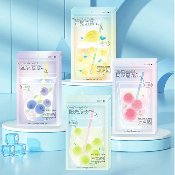Usmixi Deals 10 Ice Cold Stickers Summer Ice Cold Stickers Summer Ice Baby Stickers Mobile Phone Antipyretic Ice Patch 1ml