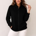 thumbnail image 2 of Dqueduo Women's Casual Zipper Coat Top, Solid Color Long Sleeve Stand Collar Pullover for Daily Wear, Comfortable Polyester Fashion Top, 2 of 6