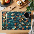 thumbnail image 2 of Teal Orange Abstract Art Placemats Set of 12 Geometric Modern Art Place Mats Indoor Wipeable Table Mats Washable Cloth Dining Table Placemats for Kitchen Holiday Party Home Decor 13x19 Inch, 2 of 9