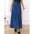 thumbnail image 3 of DARING DIVA Long Pleated Skirt for Women's Elastic High Waist A-line Maxi S Navy Blue, 3 of 7