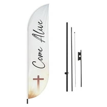 Church Feather Flag(11.5feetX2.5feet) by DreamController | Outdoor Business Advertising Tall Flag | Weather-Resistant Knitted Swooper Flag | Made in USA | HD Print (Flag Only)
