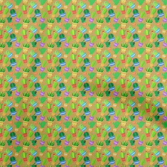 oneOone Cotton Flex Light Brown Fabric Cactus Sewing Craft Projects Fabric Prints By Yard 40 Inch Wide