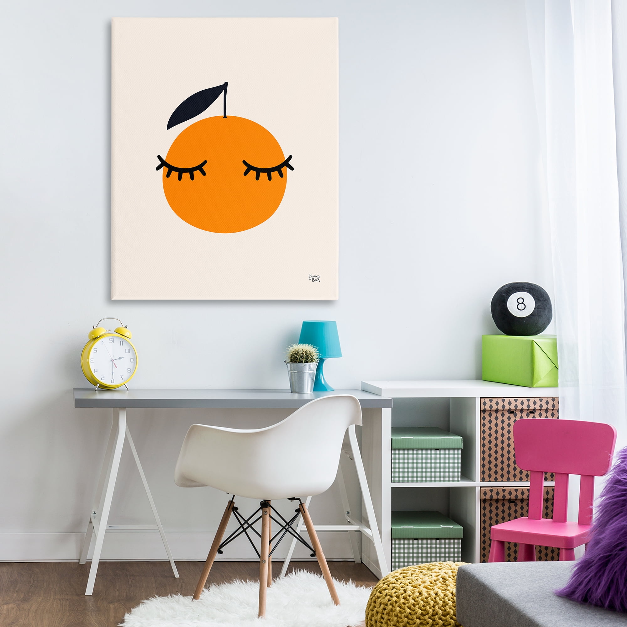 Stupell Industries Orange with Eyelashes Food & Beverage Painting Wrapped Canvas Art Print Wall Art, 36 x 48