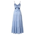thumbnail image 6 of Gyujnb Thin Spaghetti V Neck Strap Maxi Dress All Over Ditsy Floral Print Lace Up Back Tie Fitted Bodycon Cut Elegant Gown for Maternity Photoshoot,XS, 6 of 7