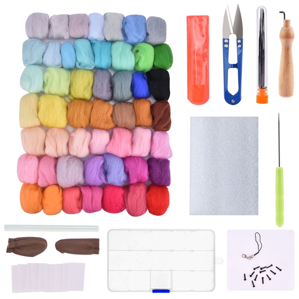 Spinning & Blending 25pcs Mixed Color Wool Fiber Needle Felting with Needles Starter Tools Kits for Bulk Top Fiber for Felting ZJchao Wool Fiber