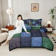 thumbnail image 4 of Castle Fairy Vintage Plaid Checkered 3 Pieces Queen Comforter Set for Kids Teens Adults,Retro Aesthetic Geometric Grid Ultra Soft Bedding Sets,Minimalist Mid Century Bedding Comforter Set Breathable, 4 of 8