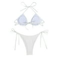 thumbnail image 5 of Honeeladyy Womens Textured Bikini Set Thong String Two Piece Swimsuits Double Shoulder Straps Swimwear with Adjustable Buckle White M, 5 of 6