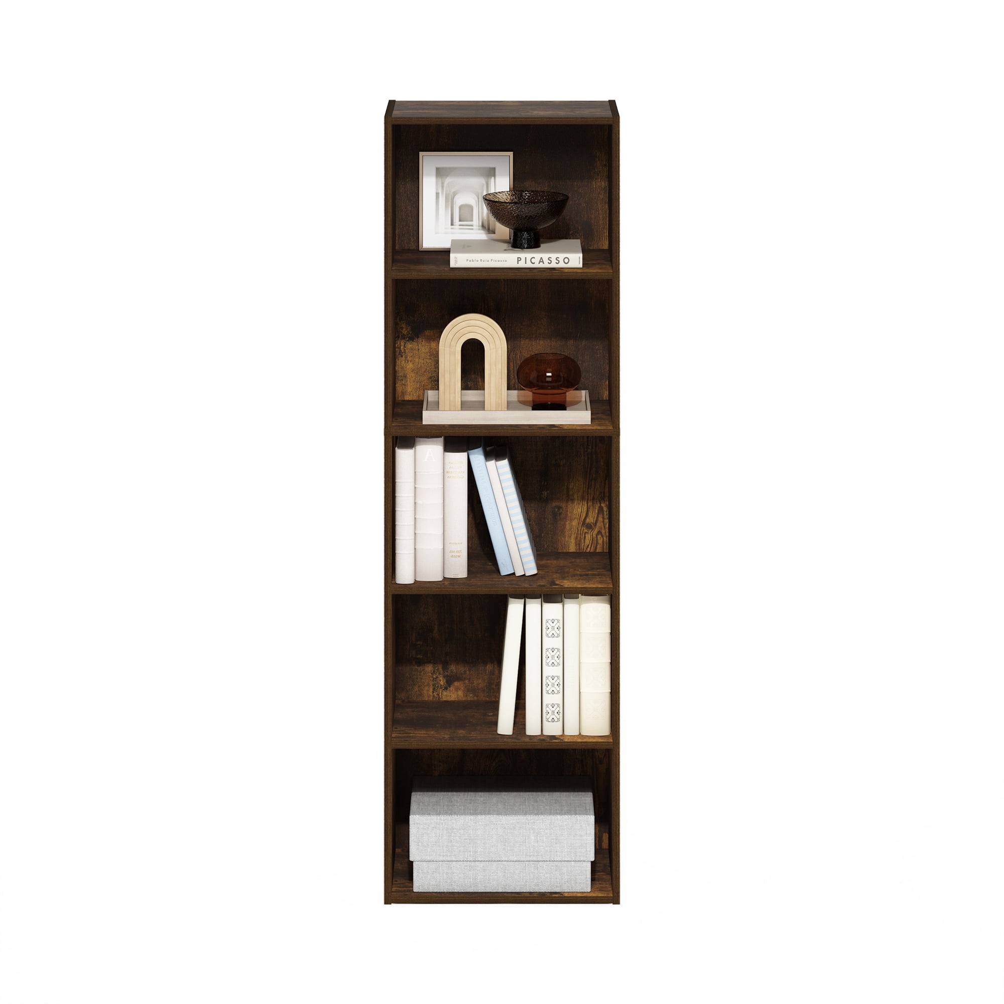 Furinno LUDER 5-Tier Reversible Color Open Shelf Bookcase in Amber Pine