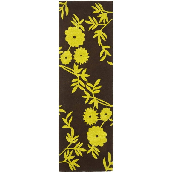 SAFAVIEH Soho Shelby Abstract Floral Wool Runner Rug, Brown/Green, 2'6" x 8'