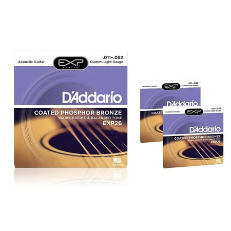 D'Addario EXP26 Coated Phosphor Bronze Custom Light Acoustic Guitar Strings (Best Coated Acoustic Strings)
