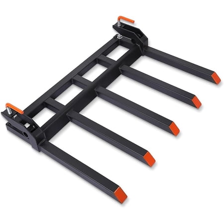 Clamp on Debris Forks to 48 Bucket Heavy Duty 5 Fork Tines Clamp-on Pallet Attachments with 2500 LBS Capacity Fit for Tractor Bucket Skid Steer Loader