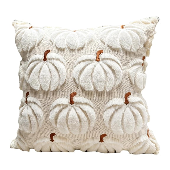 Halloween Pumpkin Shaped Throw Cover 18x18 Inches Soft Plush Pillow Cases for Chair Sofa Bedroom Living Room Home Decor E
