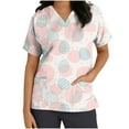 thumbnail image 3 of QATAINLAV Women's Easter Scrub Tops Funny Bunny Egg Printed Scrubs Short Sleeve V Neck Medical Uniform with Pockets Today's Sales Pink XL, 3 of 5