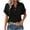 Black, variant on Ltctricy Summer Tops for Women Trendy Short Sleeve Half Button V Neck Collared Pleated T-Shirts Casual Loose Tunic Blouses