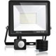 thumbnail image 1 of Lámpara de detector de movimiento para exteriores, 100 W, 10 000 LM, foco LED para exteriores, IP66, resistente al agua, potente foco LED para exteriores, blanco frío (6000 K) para jardín,, 1 of 5