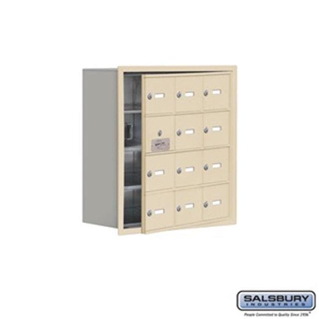 SalsburyIndustries 19148-12SRK Cell Phone Storage Locker With Front Access Panel - 4 Door High Unit, Sandstone
