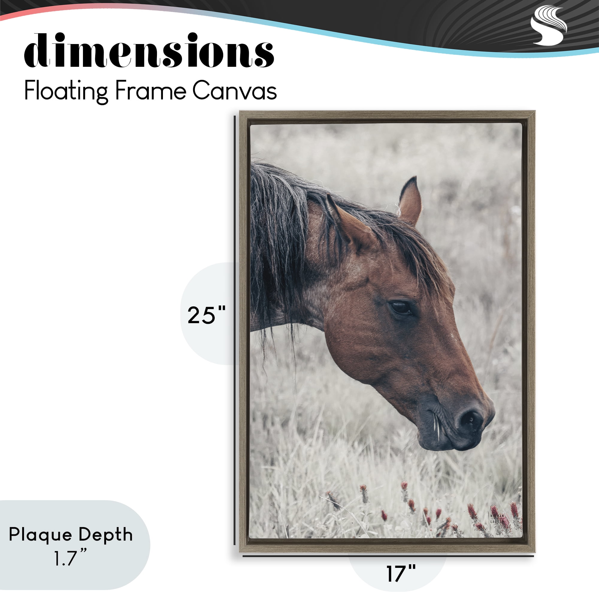 Stupell Industries Mother Horse Grazing in Meadow Brown Framed Floater Canvas Wall Art, design by Nathan Larson