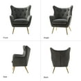 thumbnail image 6 of Velvet Accent Chair Wingback Home Lounge Single Sofa Upholstered Tufted High Back Golden Leg Living Room Adult Grey, 6 of 7