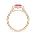 thumbnail image 2 of Angara Rings - Natural 1.9 ct Pink Sapphire Halo Ring with Diamonds in 14K Rose Gold for Women (Size-9x7mm) | September Birthstone Jewelry, Birthday, Anniversary, Jewelry Gift for Women, 2 of 8