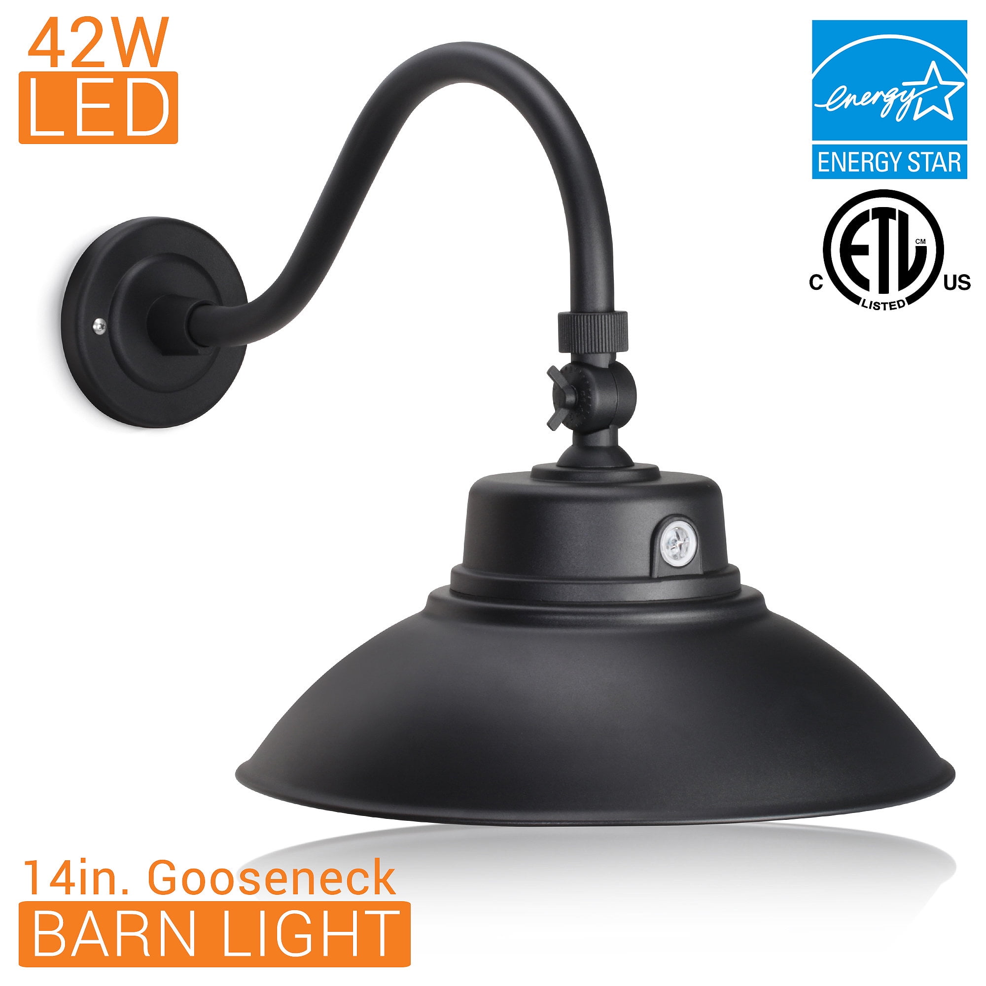 14in. Black Gooseneck Barn Light LED Fixture for Indoor ...