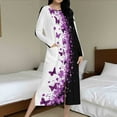 thumbnail image 2 of Women Colorblock Zipper Robe Fashion Flower Print Long Sleeves Bathrobe Sleepwear Soft Housecoat with Pockets Zip Up House Dresses, 2 of 9