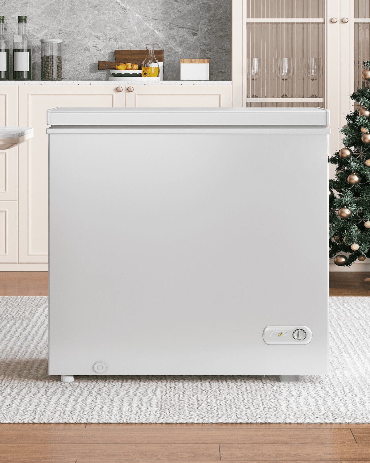 DISHUP 12.0 Cu.Ft Chest Freezer, Deep Freezer with Removable Basket, Adjustable Temperature, for Home/Office/Garage/Bar,White