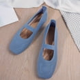 thumbnail image 6 of Dweltoz Mary Jane Flat Shoes for Women Slip on Square Toe Knit Flats Comfort Lightweight Office Low Heel Sandals,Light Blue 39, 6 of 8